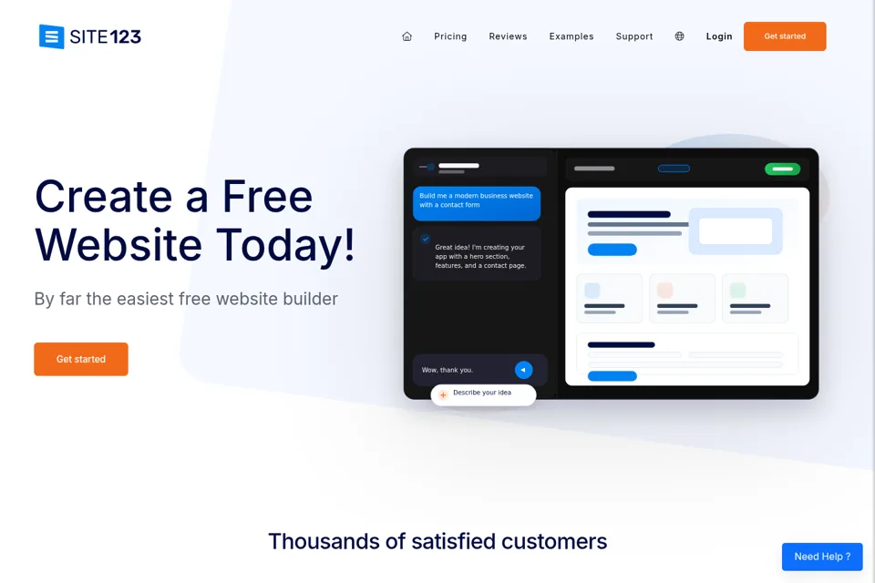 Aperçu de la landing page