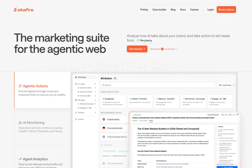 Aperçu de la landing page