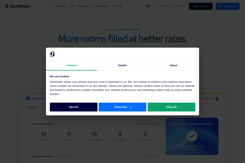 Aperçu de la landing page