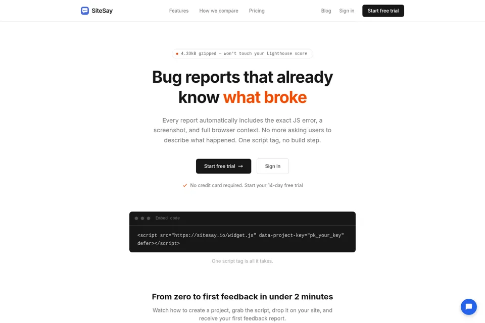 Aperçu de la landing page
