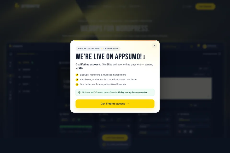 Aperçu de la landing page