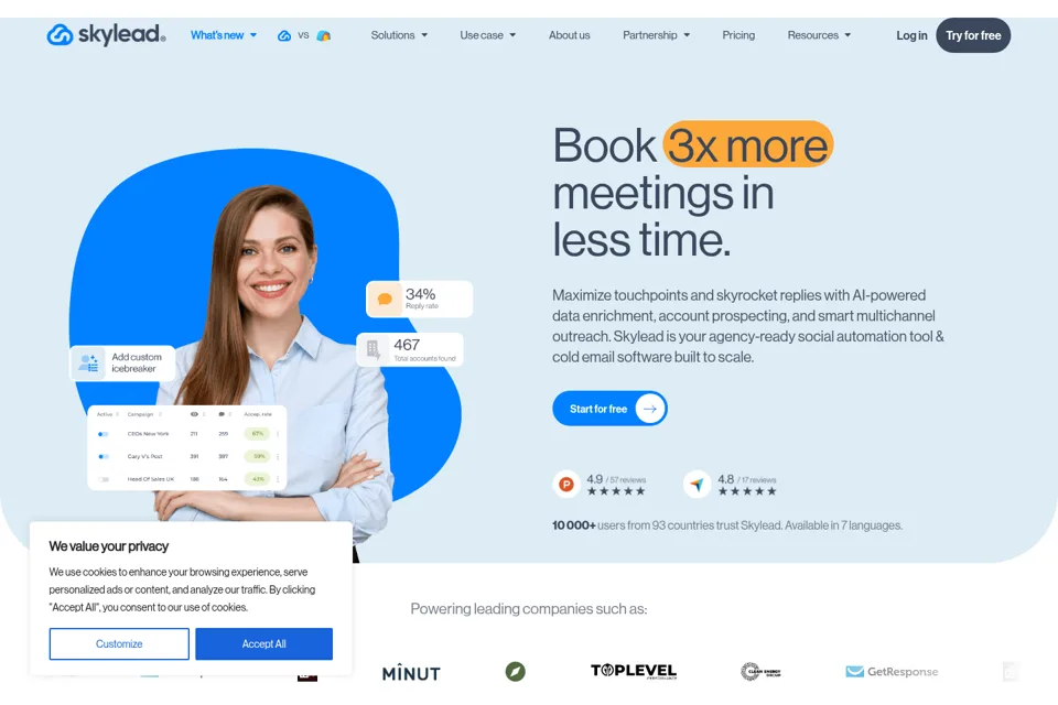 Aperçu de la landing page