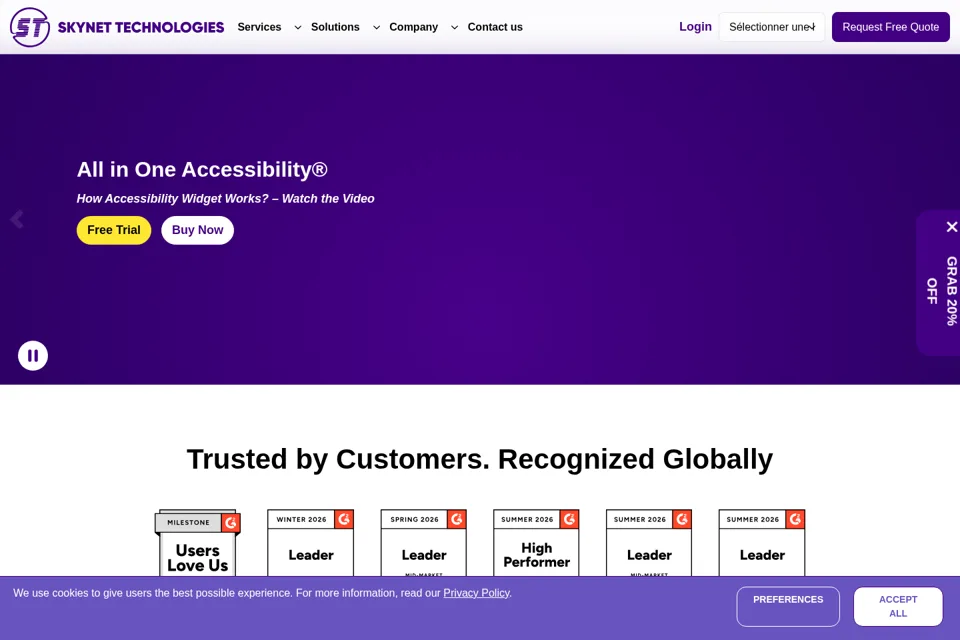 Aperçu de la landing page
