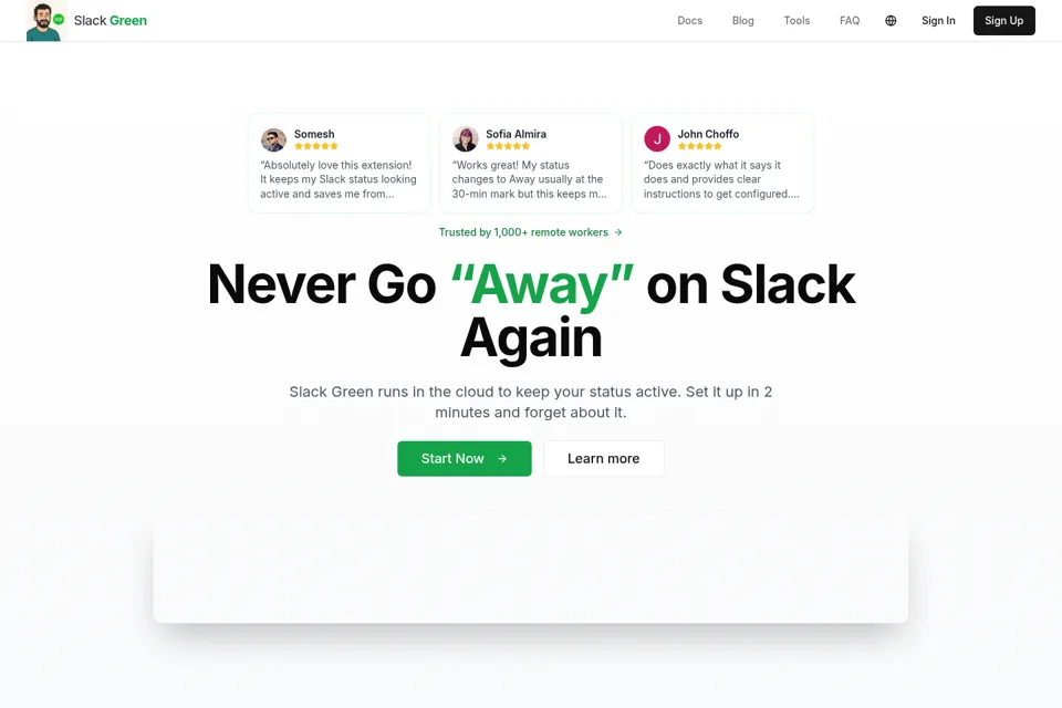 Aperçu de la landing page