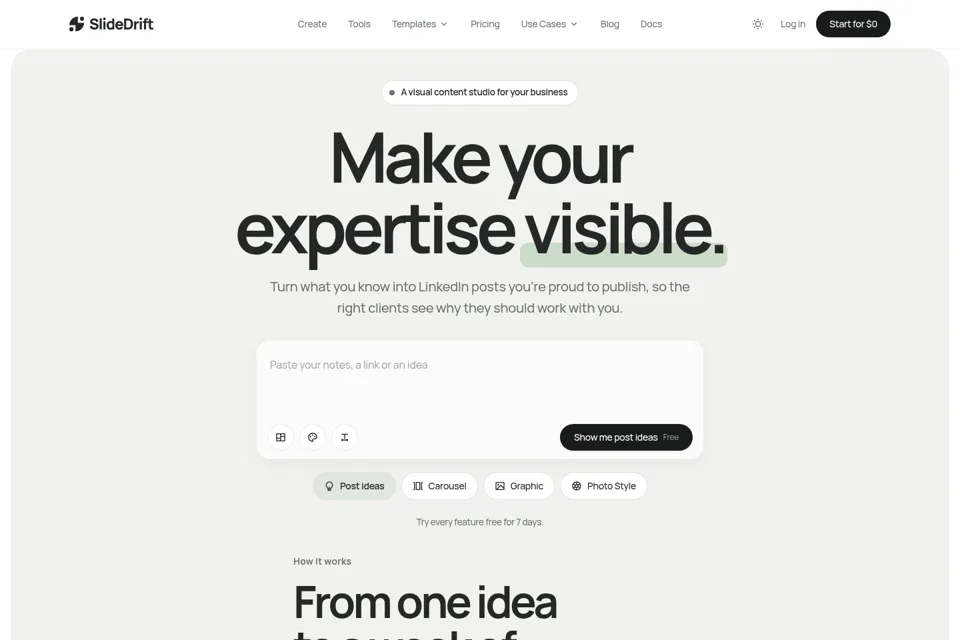 Aperçu de la landing page