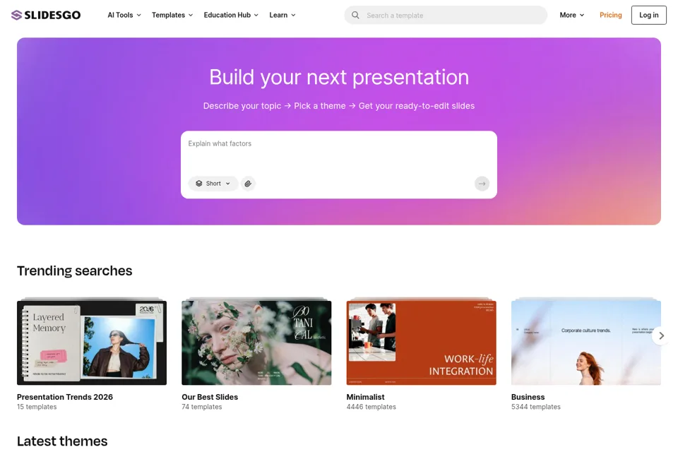 Aperçu de la landing page