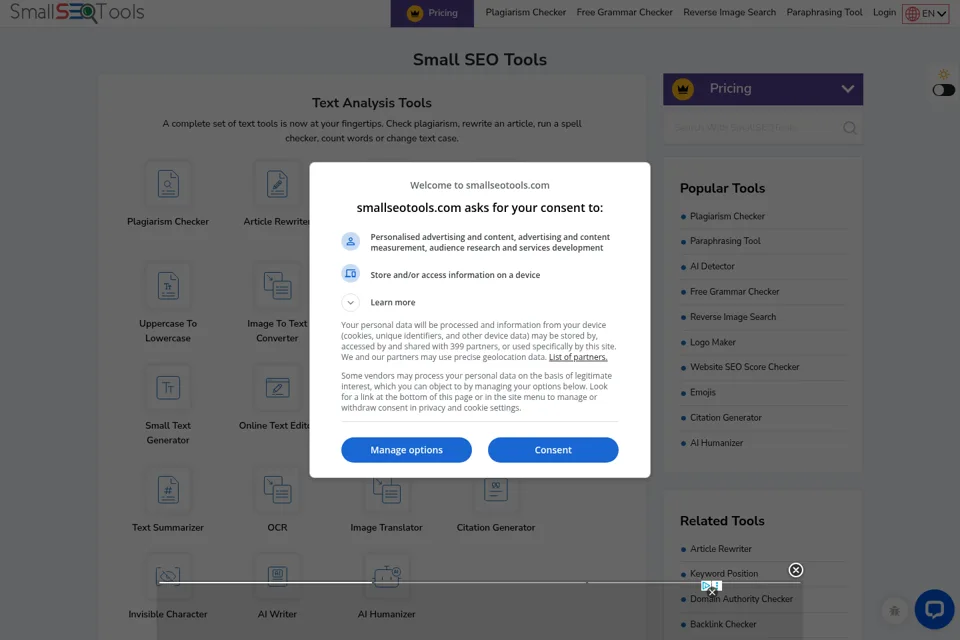 Aperçu de la landing page