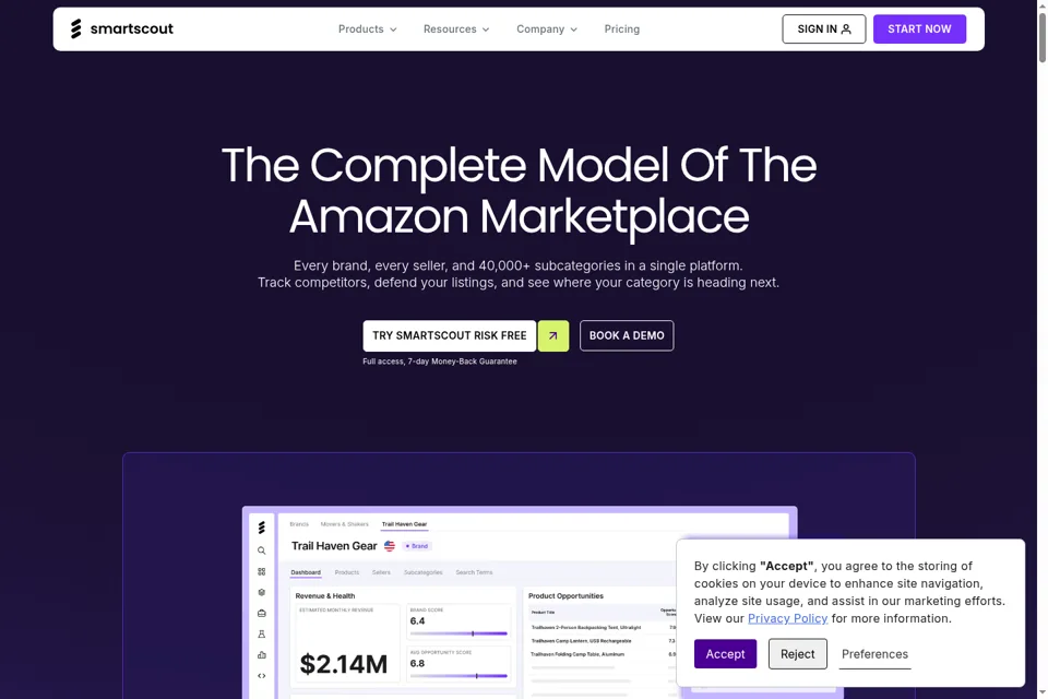 Aperçu de la landing page