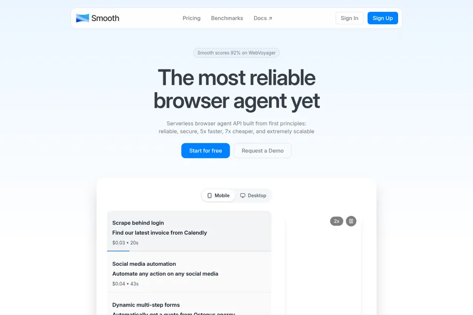 Aperçu de la landing page