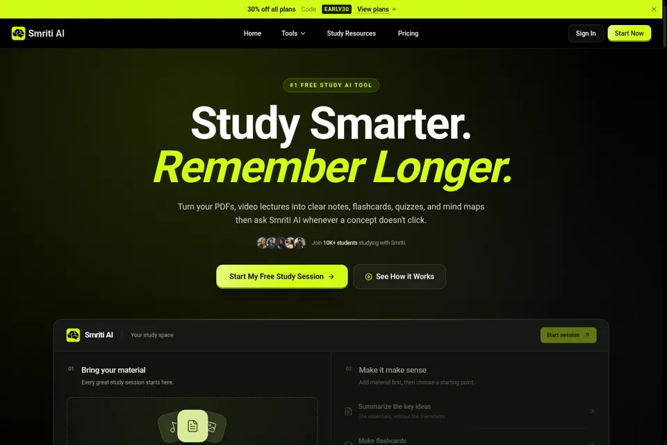 Aperçu de la landing page
