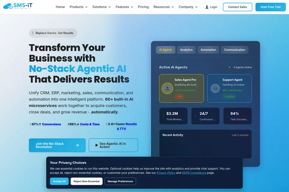 Aperçu de la landing page