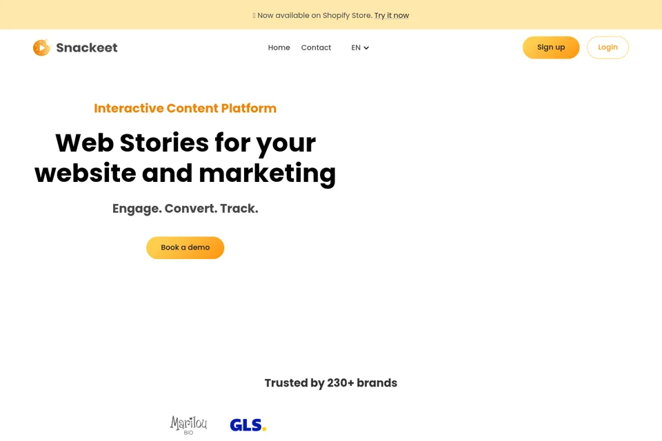 Aperçu de la landing page