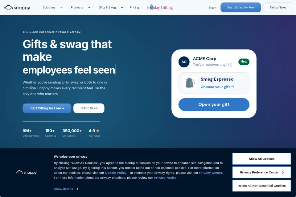 Aperçu de la landing page
