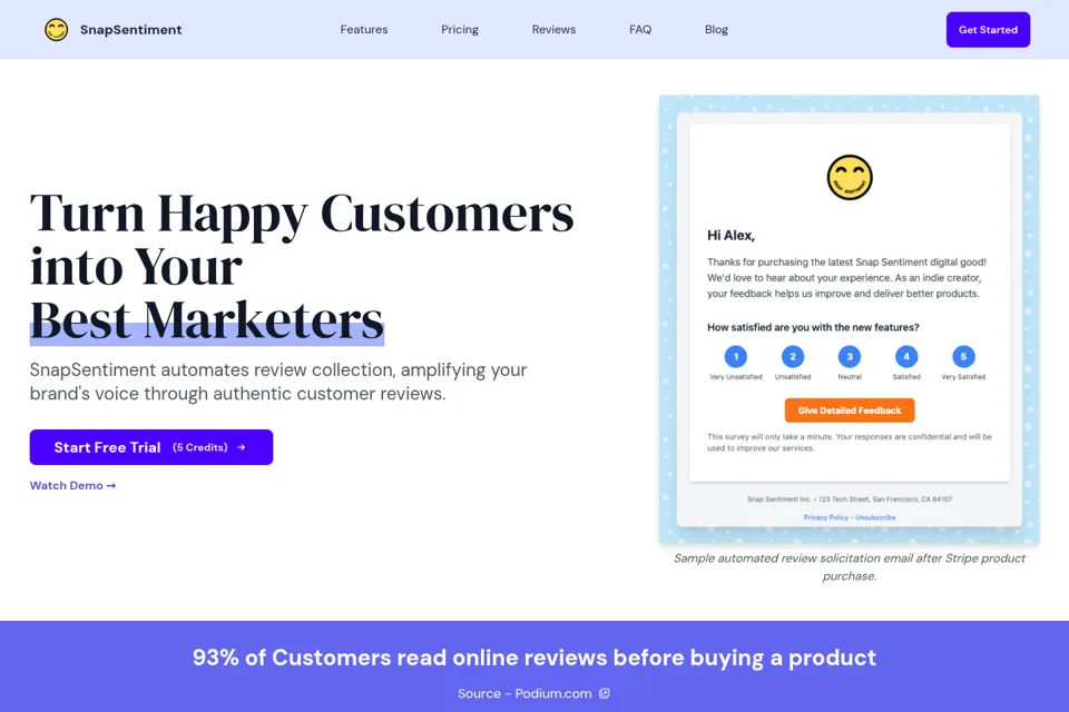 Aperçu de la landing page