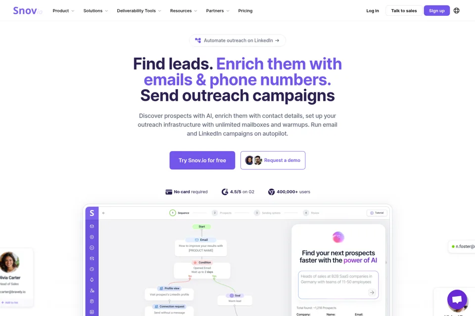 Aperçu de la landing page