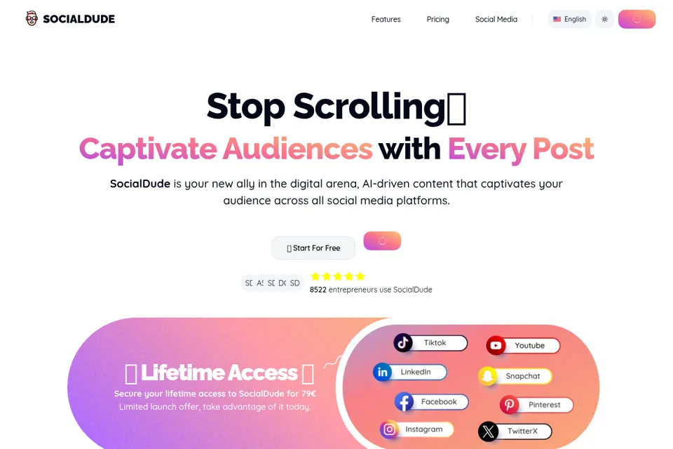 Aperçu de la landing page