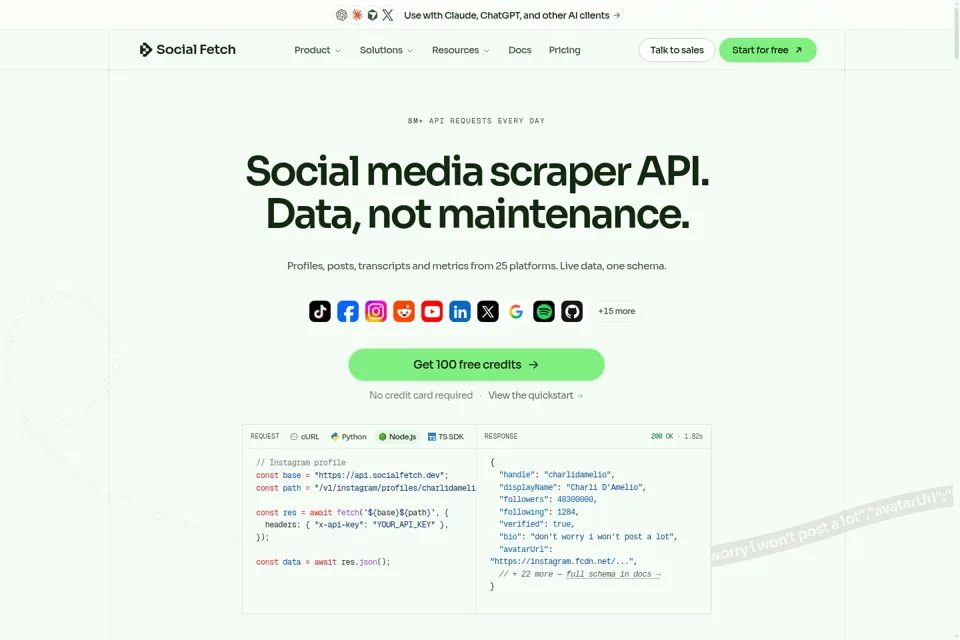 Aperçu de la landing page