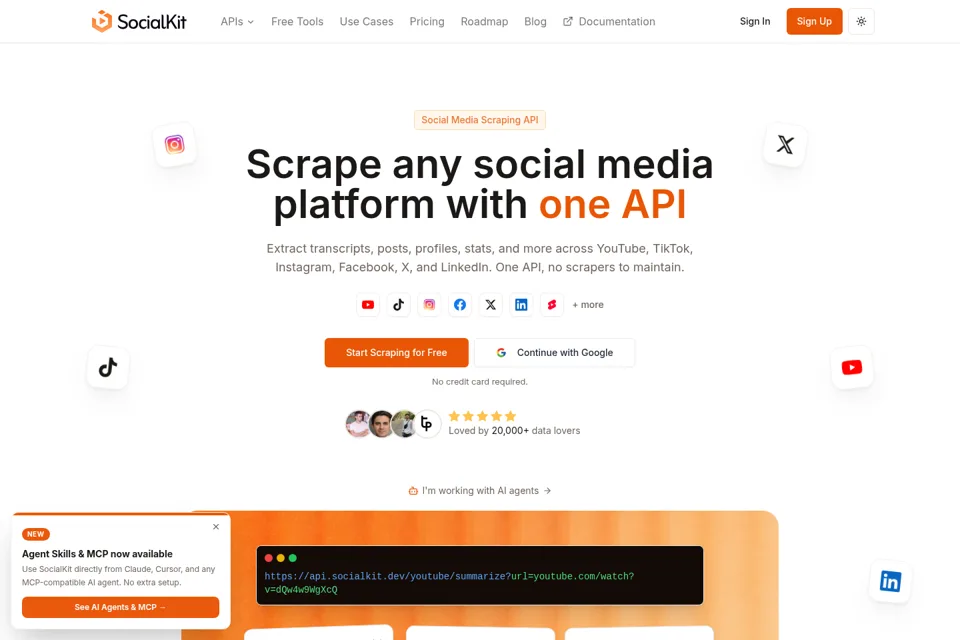 Aperçu de la landing page