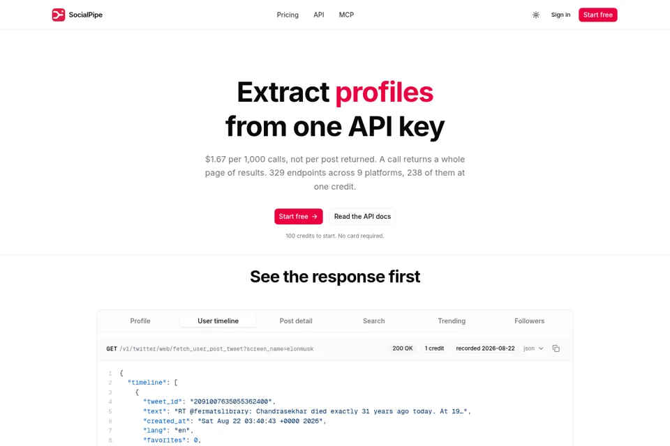 Aperçu de la landing page