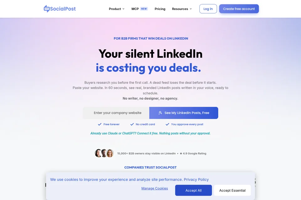 Aperçu de la landing page