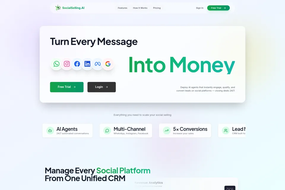 Aperçu de la landing page