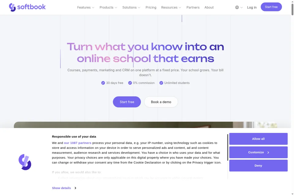 Aperçu de la landing page