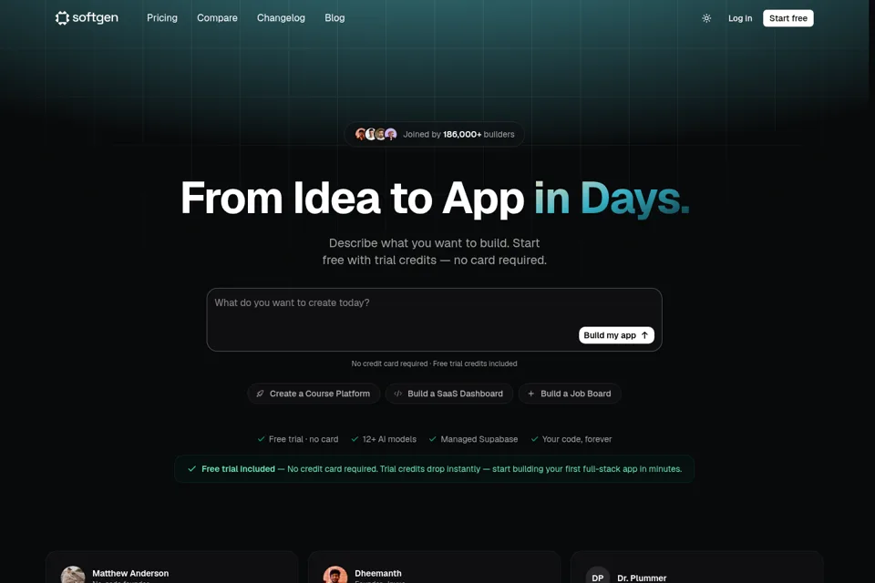 Aperçu de la landing page