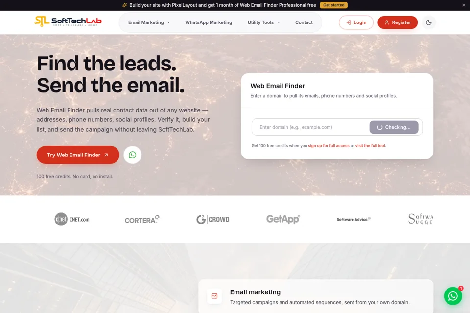 Aperçu de la landing page
