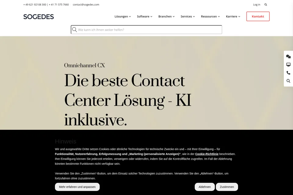 Aperçu de la landing page