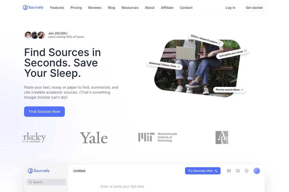 Aperçu de la landing page