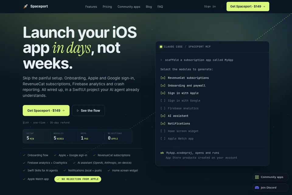 Aperçu de la landing page