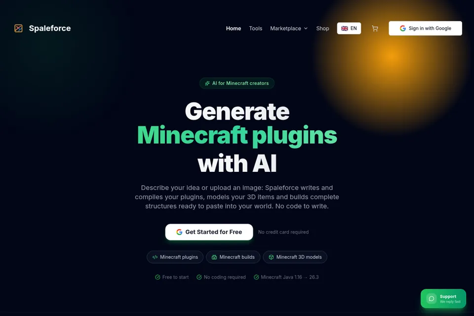 Aperçu de la landing page