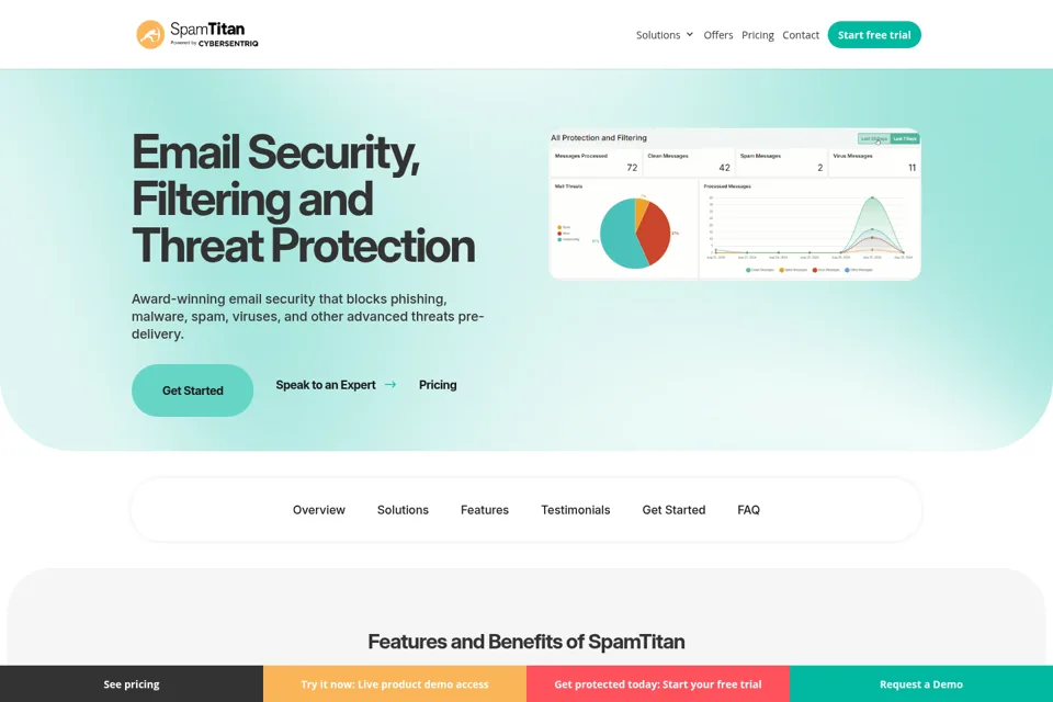 Aperçu de la landing page
