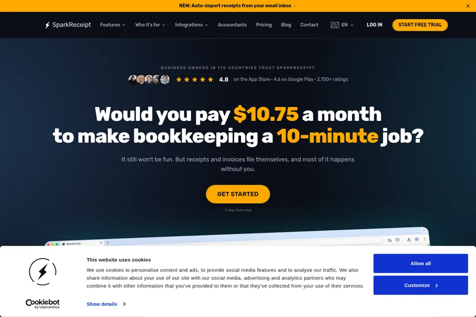 Aperçu de la landing page