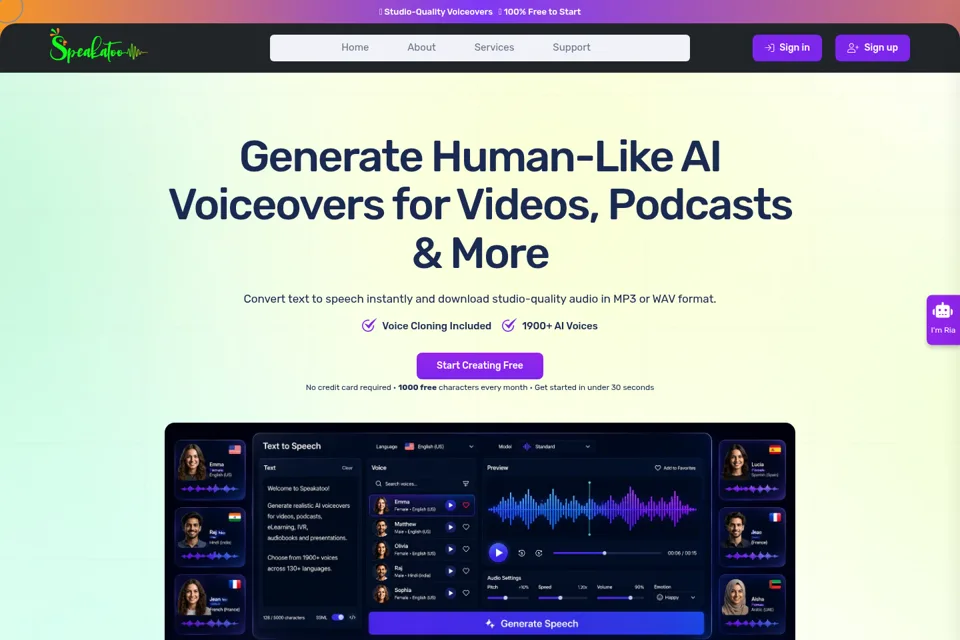 Aperçu de la landing page