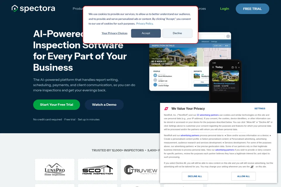 Aperçu de la landing page