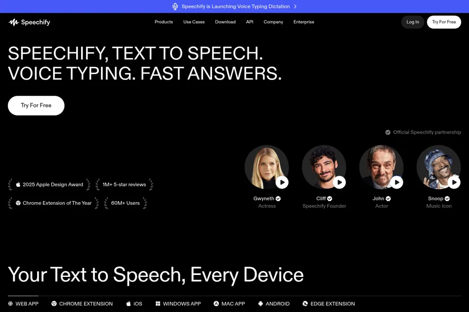 Aperçu de la landing page