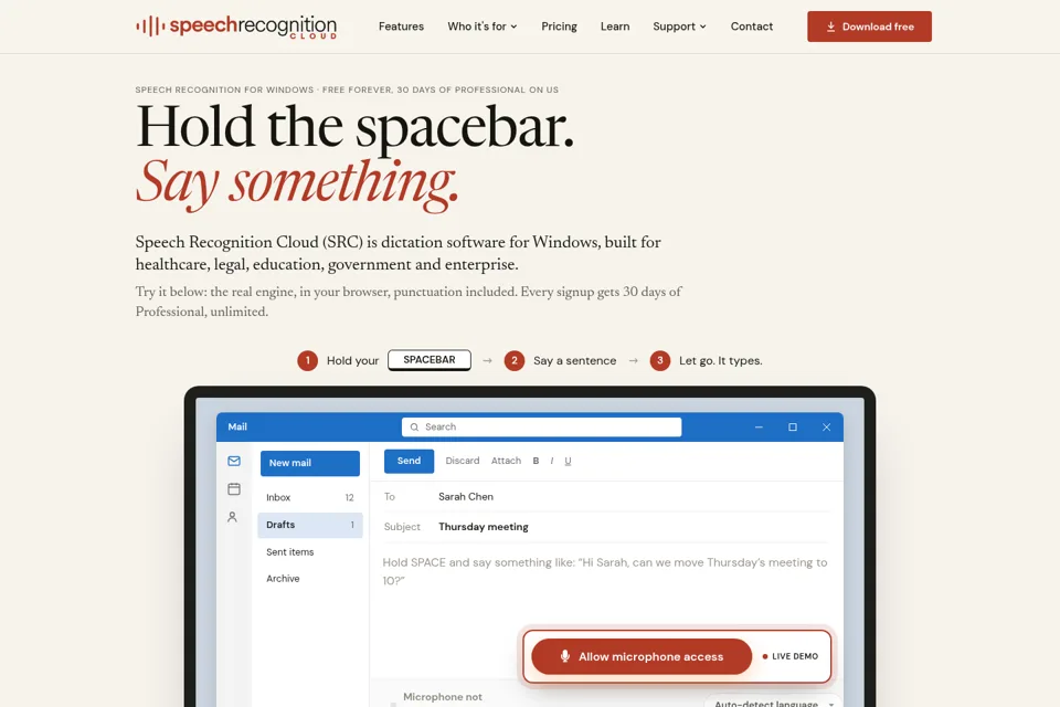 Aperçu de la landing page