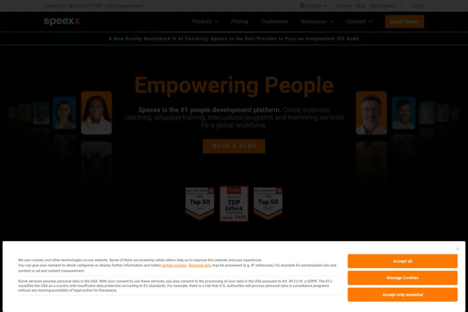 Aperçu de la landing page