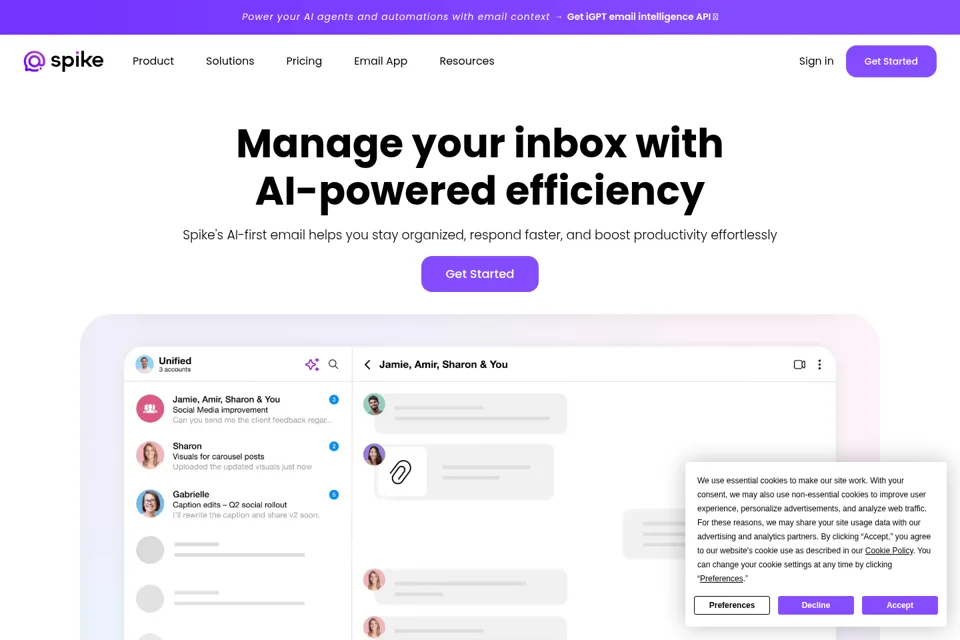 Aperçu de la landing page
