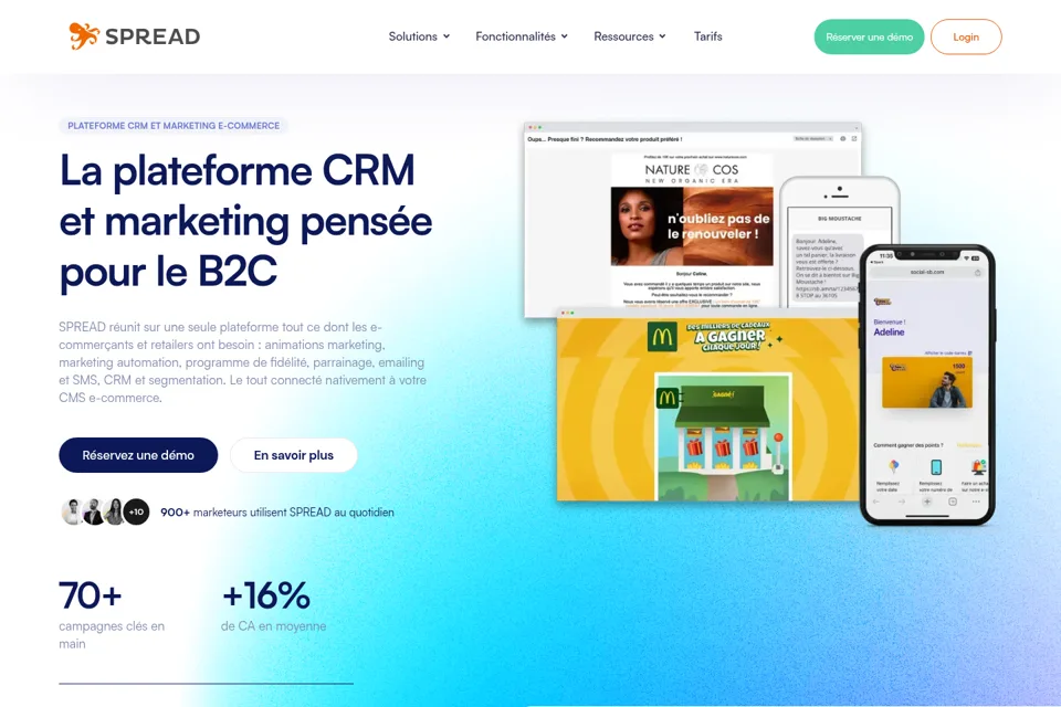 Aperçu de la landing page