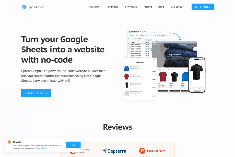 Aperçu de la landing page