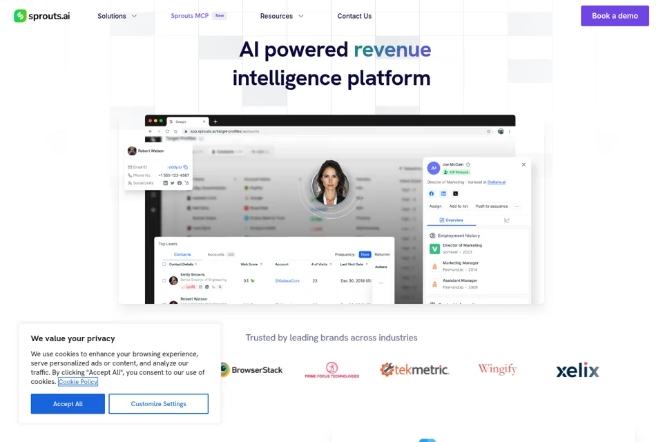 Aperçu de la landing page