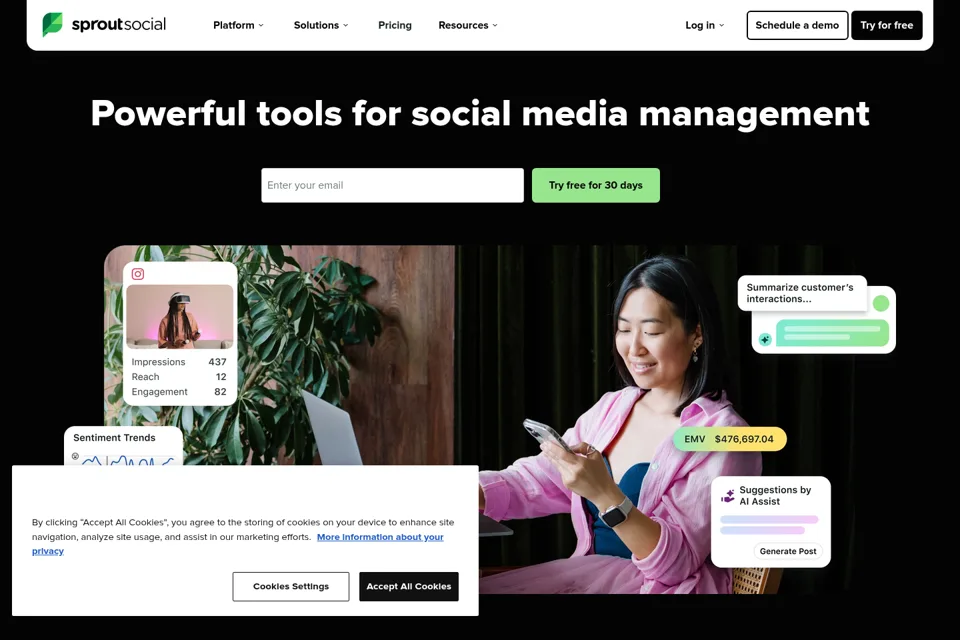Aperçu de la landing page