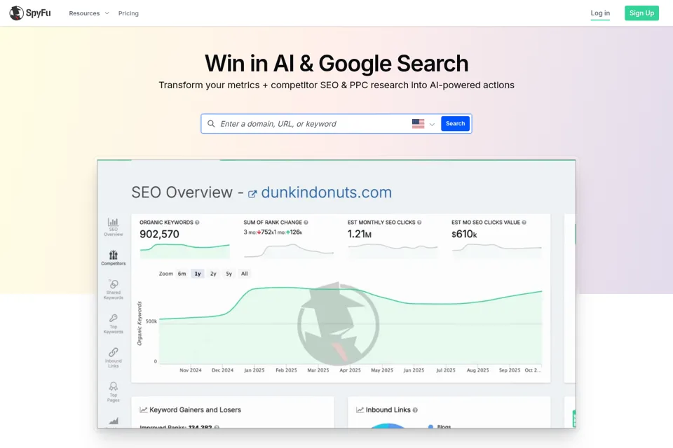 Aperçu de la landing page