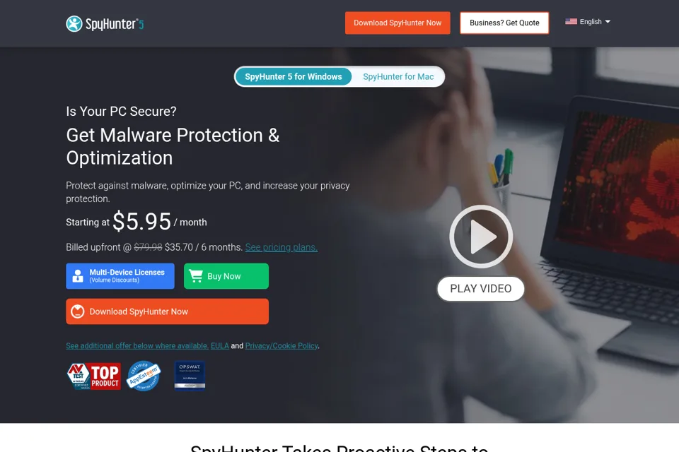 Aperçu de la landing page