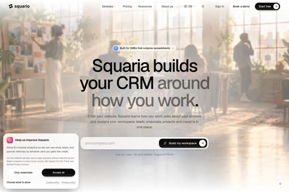 Aperçu de la landing page