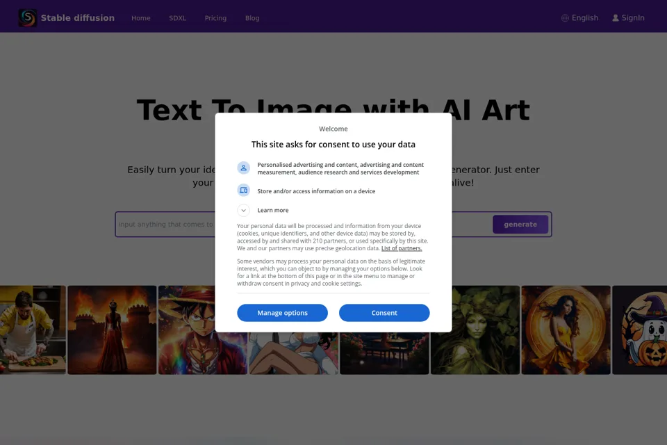 Aperçu de la landing page