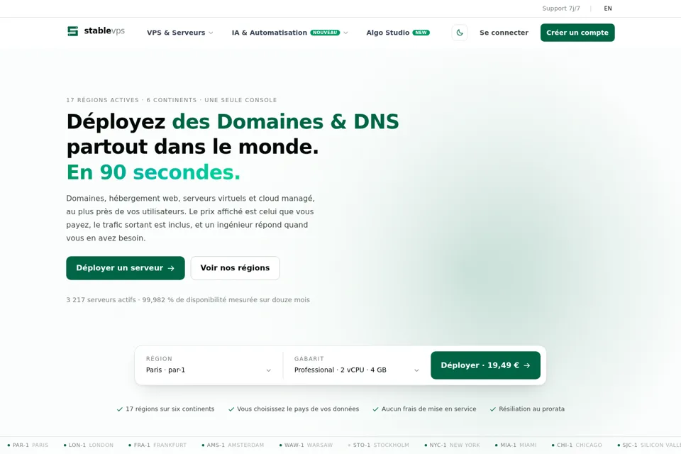 Aperçu de la landing page