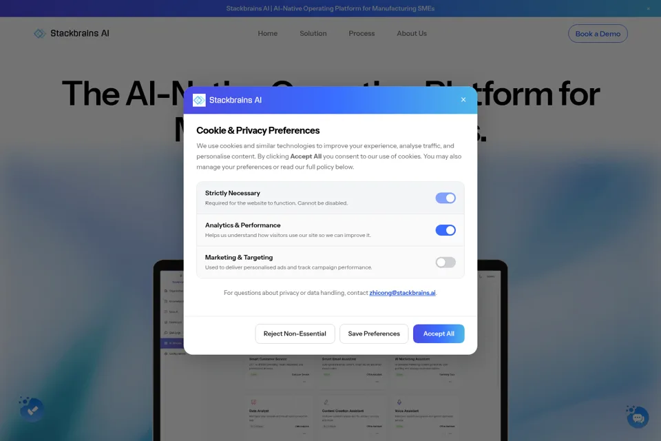 Aperçu de la landing page